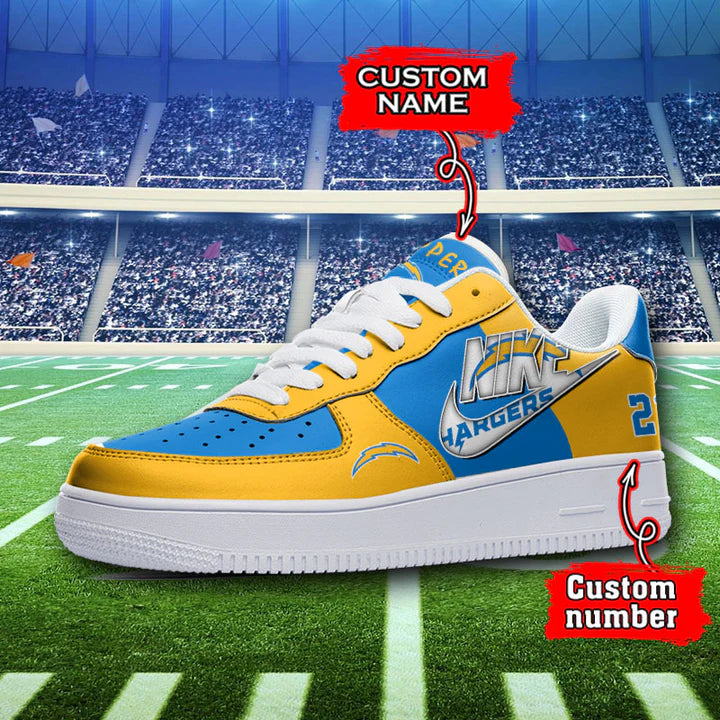 LIMITED EDITION - NEW CUSTOMIZED NFL09 LAC LOS ANGELES CHARGERS AF1 SNEAKERS
