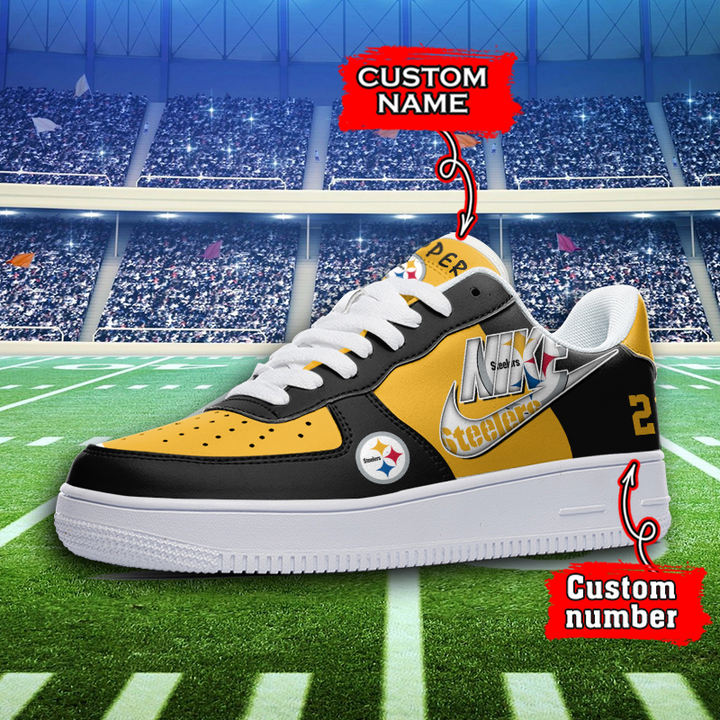 LIMITED EDITION - NEW CUSTOMIZED NFL14 PSB PITTSBURGH STEELERS AF1 SNEAKERS