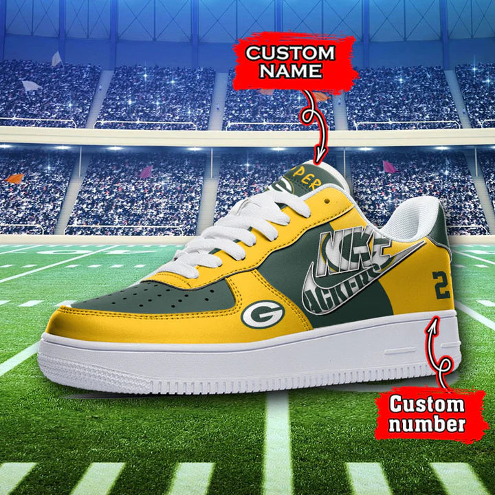 LIMITED EDITION - NEW CUSTOMIZED NFL08 GBP GREEN BAY PACKERS AF1 SNEAKERS