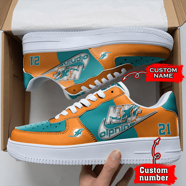 LIMITED EDITION - NEW CUSTOMIZED NFL19 MDP MIAMI DOLPHINS AF1 SNEAKERS