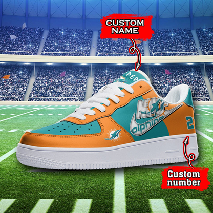 LIMITED EDITION - NEW CUSTOMIZED NFL19 MDP MIAMI DOLPHINS AF1 SNEAKERS