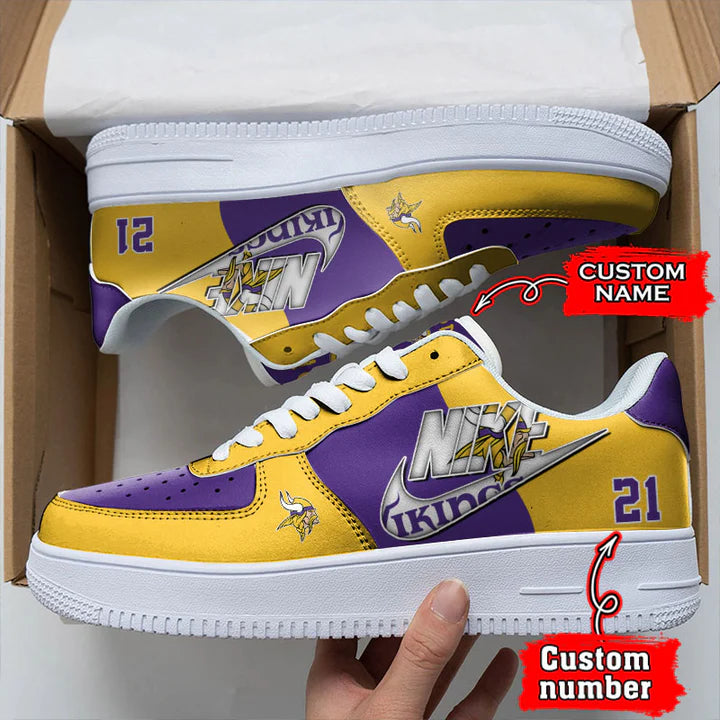 LIMITED EDITION - NEW CUSTOMIZED NFL05 MVK MINNESOTA VIKINGS AF1 SNEAKERS