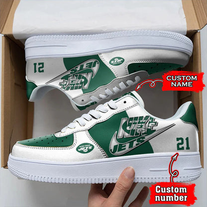 LIMITED EDITION - NEW CUSTOMIZED NFL25 NYJ NEW YORK JETS AF1 SNEAKERS