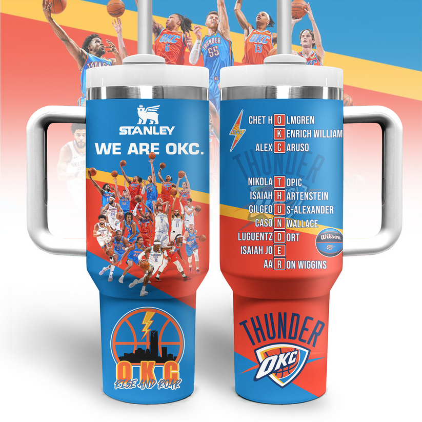 Oklahoma City Thunder 40OZ Stainless Steel Tumbler With Handle