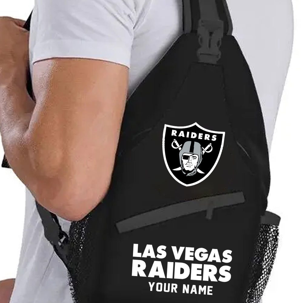 LIMITED EDITION - NEW CUSTOMIZED NFL07 LVR LAS VEGAS RAIDERS SLING BAG