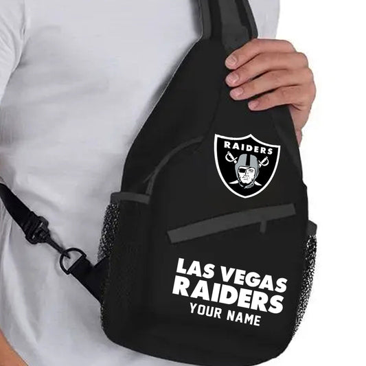 LIMITED EDITION - NEW CUSTOMIZED NFL07 LVR LAS VEGAS RAIDERS SLING BAG