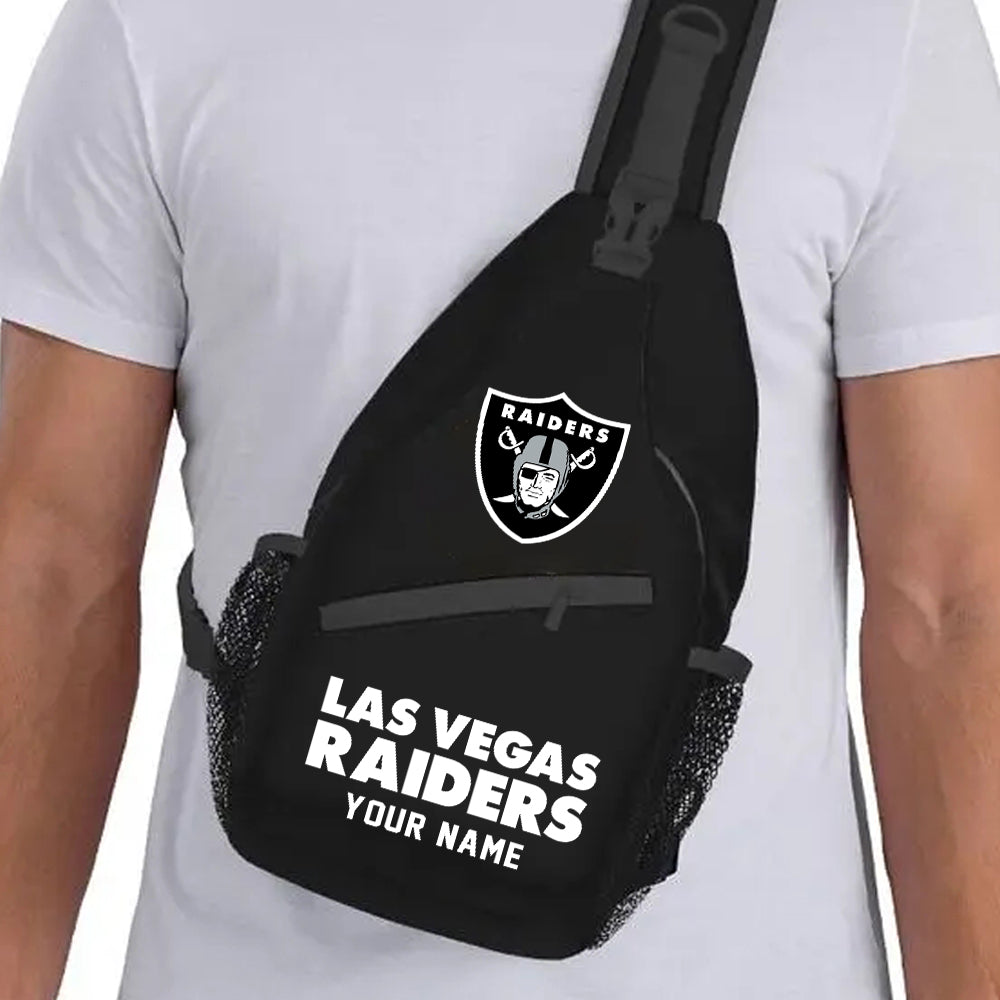LIMITED EDITION - NEW CUSTOMIZED NFL07 LVR LAS VEGAS RAIDERS SLING BAG