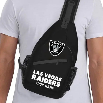 LIMITED EDITION - NEW CUSTOMIZED NFL07 LVR LAS VEGAS RAIDERS SLING BAG