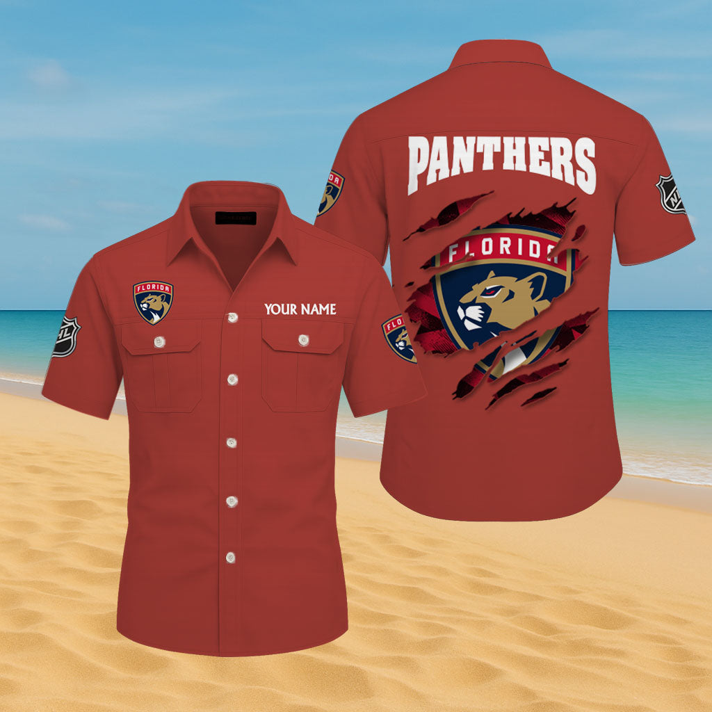 LIMITED EDITION - NEW CUSTOMIZED NHL01 FPT FLORIDA PANTHERS CARGO SHIRT