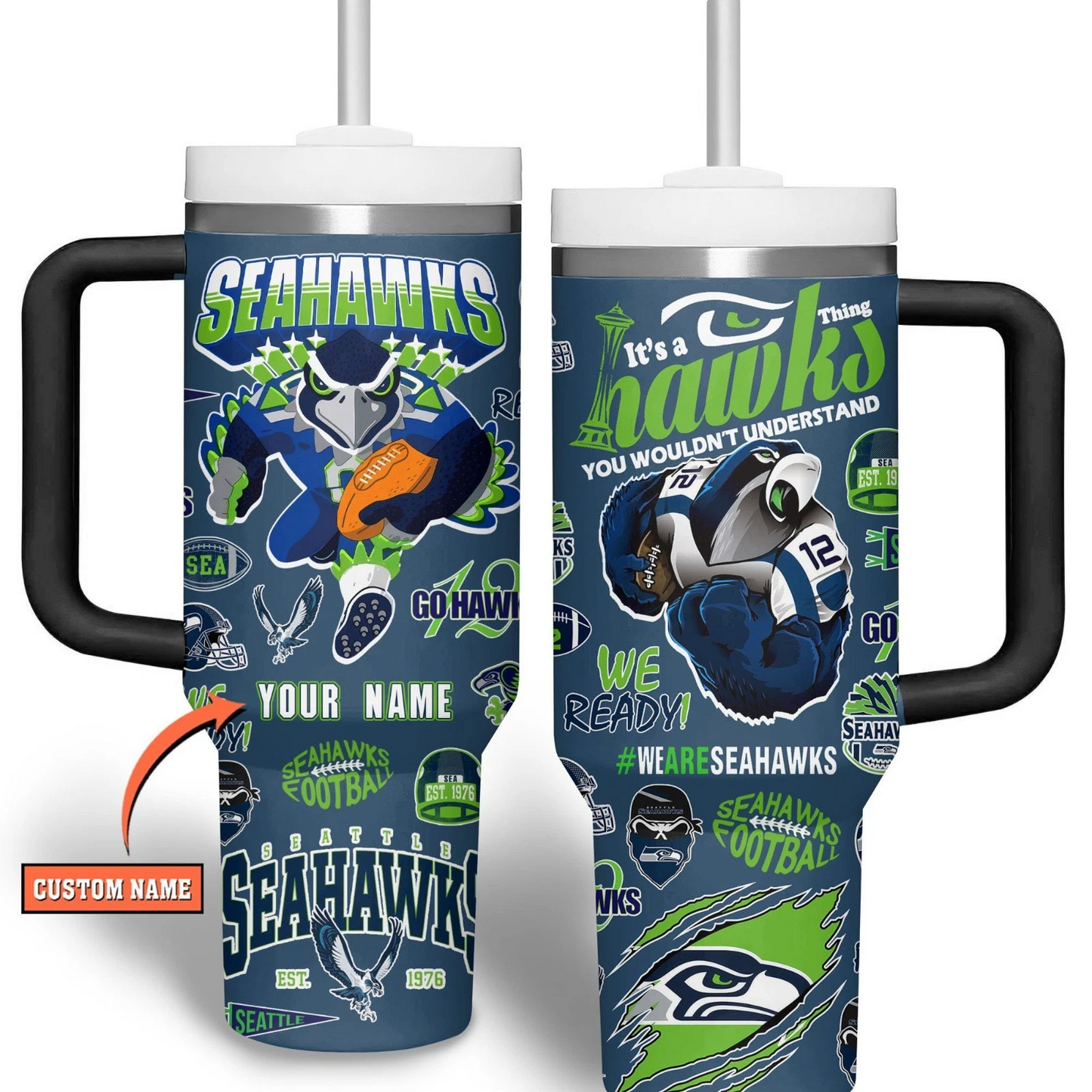 LIMITED EDITION - NEW CUSTOMIZED NFL06 SSH SEATTLE SEAHAWKS CHAMPIONS 40OZ TUMBLER 21