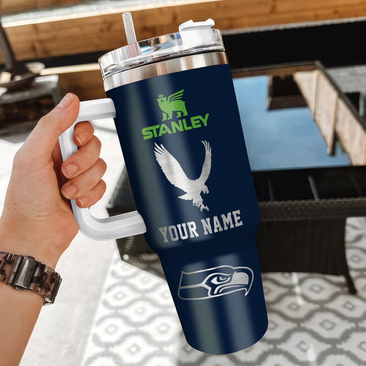 LIMITED EDITION - NEW CUSTOMIZED NFL06 SSH SEATTLE SEAHAWKS 40 OZ TUMBLER