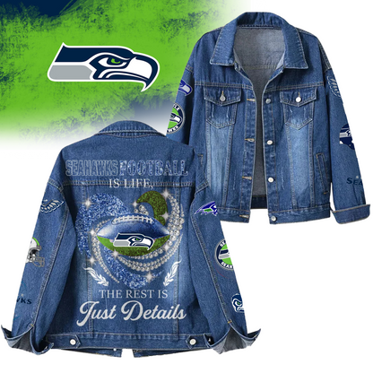 LIMITED EDITION - NEW CUSTOMIZED NFL06 SSH SEATTLE SEAHAWKS DENIM JACKET