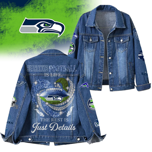 LIMITED EDITION - NEW CUSTOMIZED NFL06 SSH SEATTLE SEAHAWKS DENIM JACKET