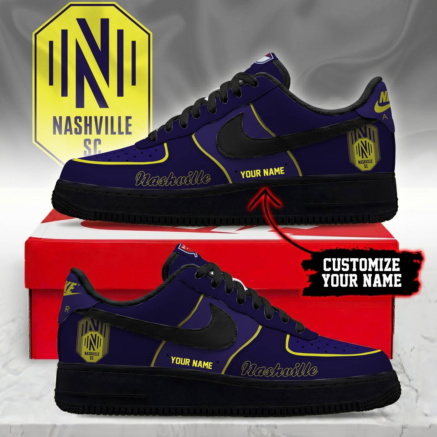 POPULAR NOW - NEW CUSTOMIZED MLS02 NSC NASHVILLE SC AF1 SNEAKERS