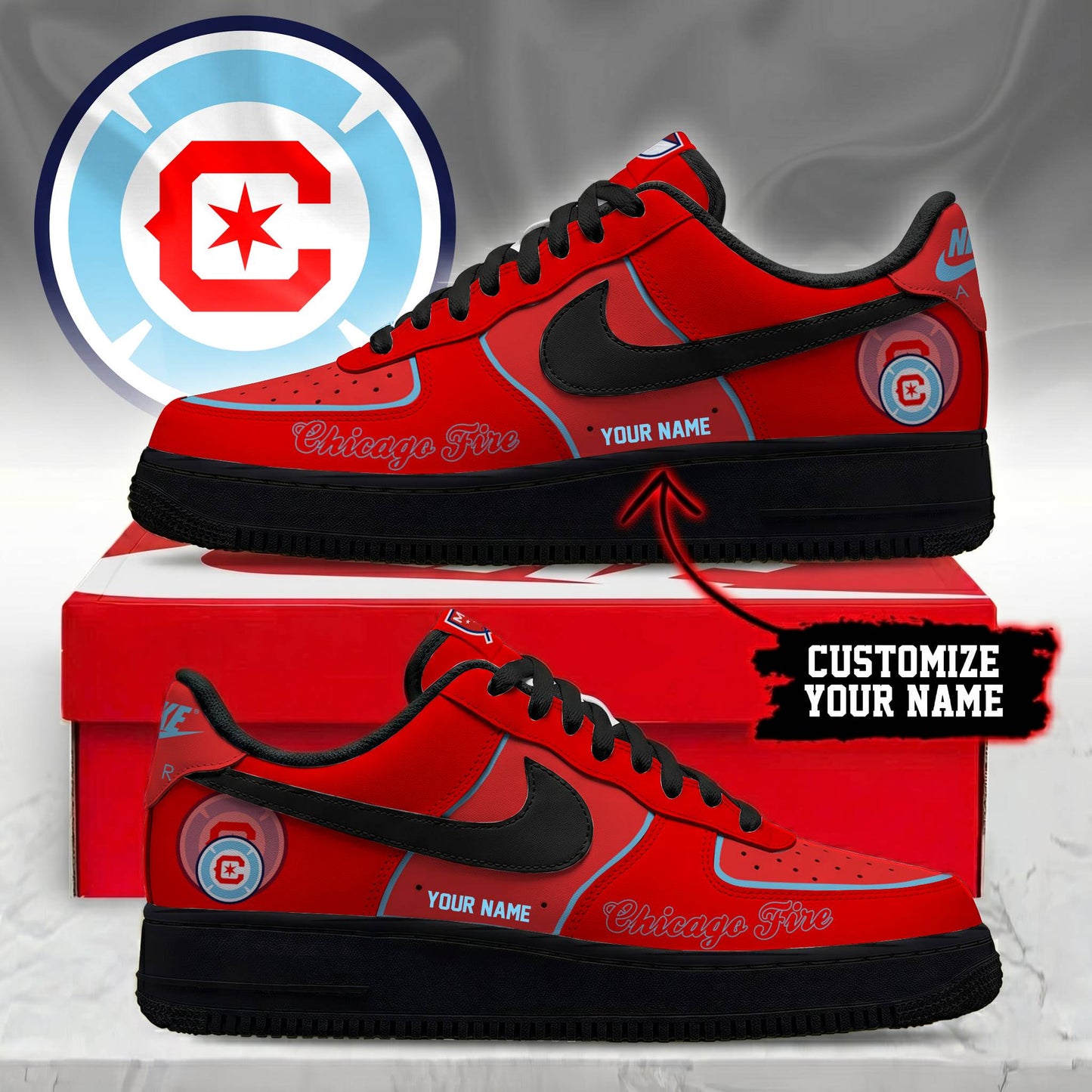 POPULAR NOW - NEW CUSTOMIZED MLS04 CCF CHICAGO FIRE FC AF1 SNEAKERS