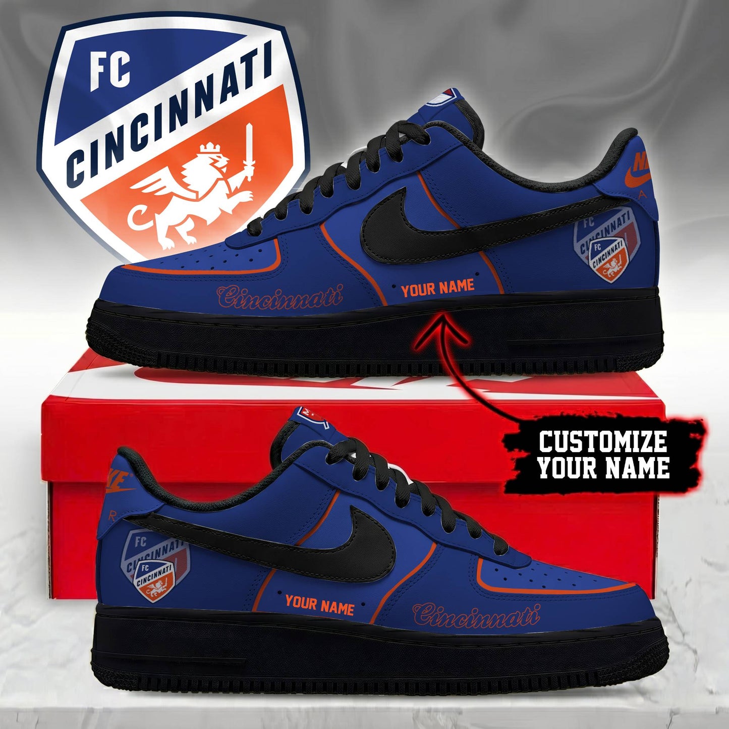 POPULAR NOW - NEW CUSTOMIZED MLS05 FCC FC CINCINNATI AF1 SNEAKERS