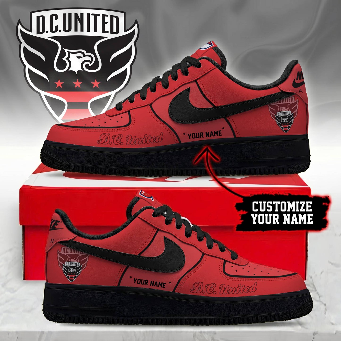 POPULAR NOW - NEW CUSTOMIZED MLS06 DCU D.C. UNITED AF1 SNEAKERS