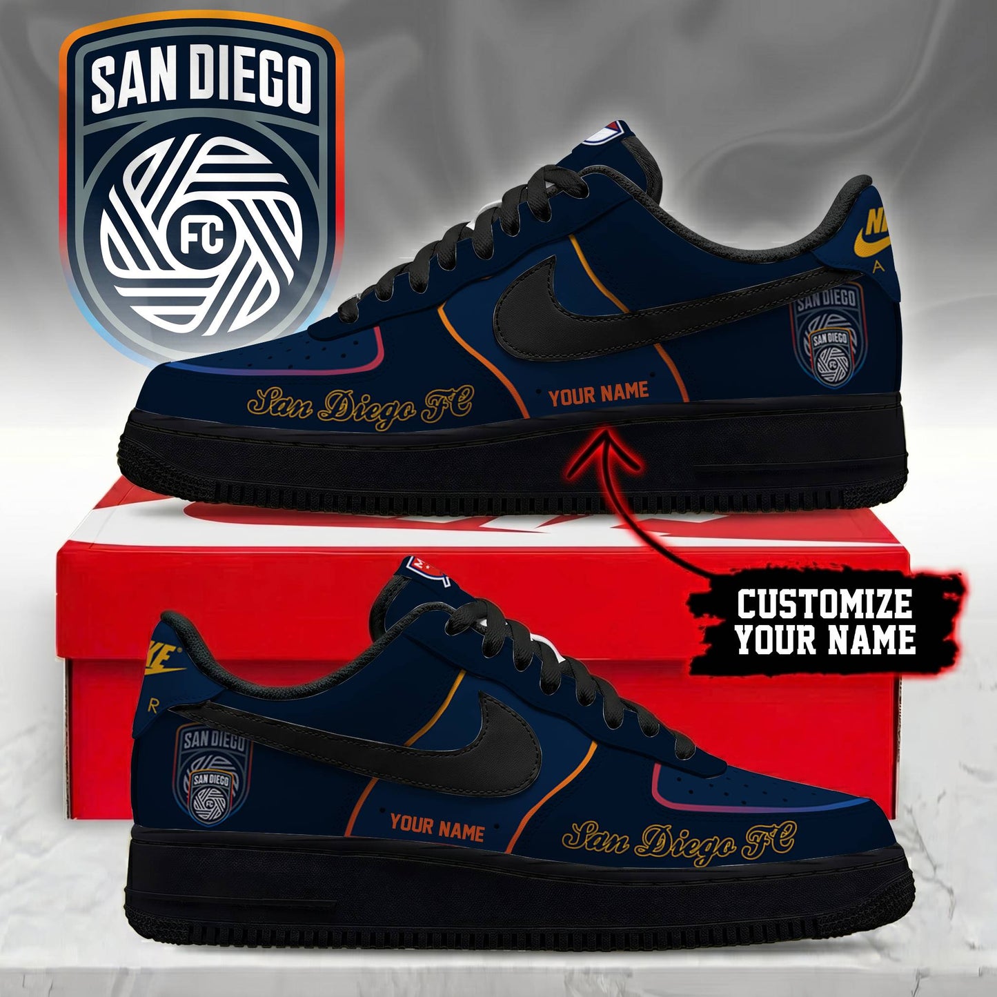 POPULAR NOW - NEW CUSTOMIZED MLS16 SDF SAN DIEGO FC AF1 SNEAKERS