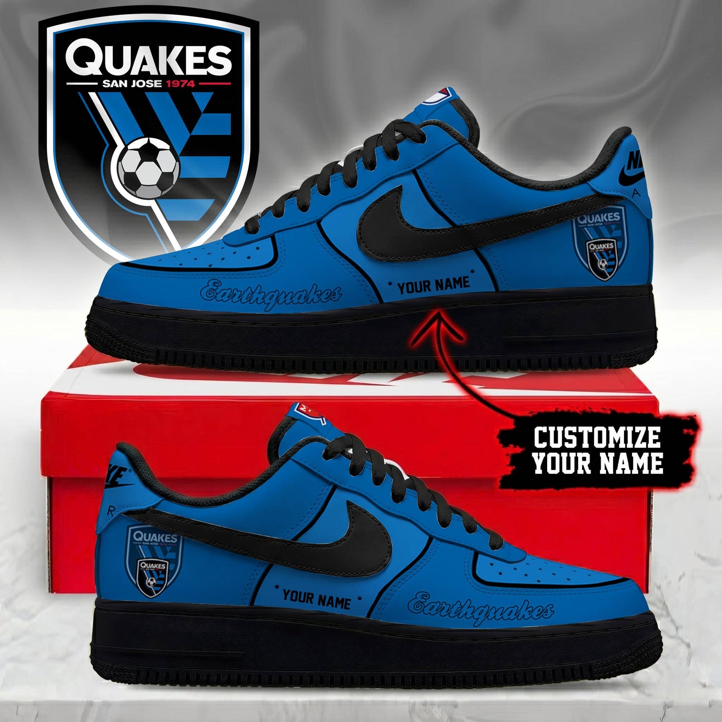 POPULAR NOW - NEW CUSTOMIZED MLS17 SJE SAN JOSE EARTHQUAKES AF1 SNEAKERS