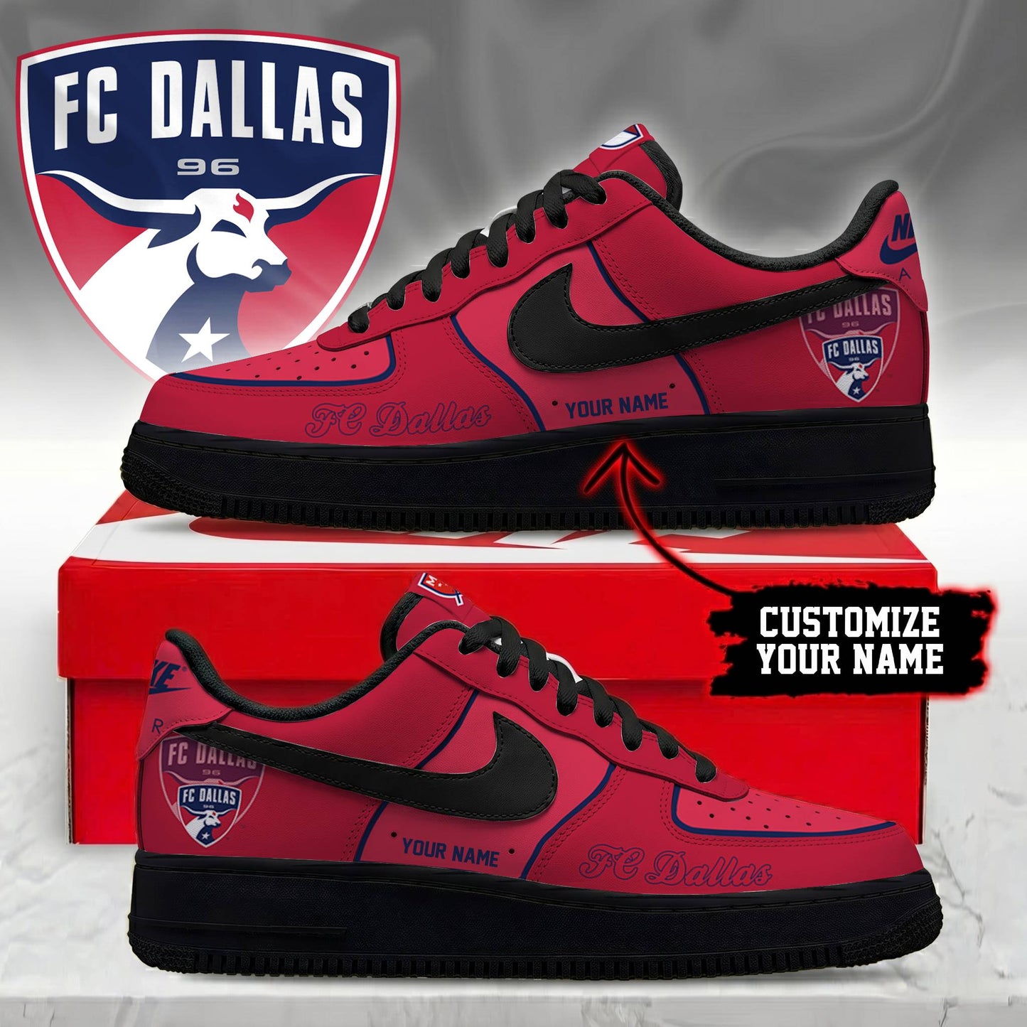 POPULAR NOW - NEW CUSTOMIZED MLS23 FCD FC DALLAS AF1 SNEAKERS