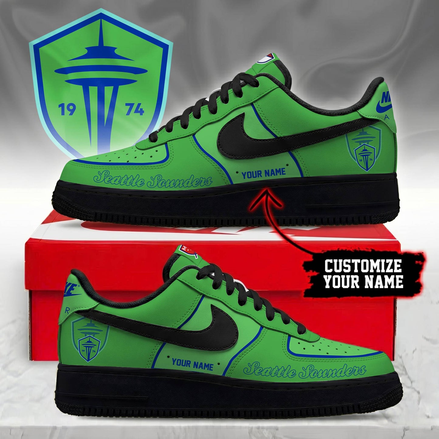 POPULAR NOW - NEW CUSTOMIZED MLS24 SSF SEATTLE SOUNDERS FC AF1 SNEAKERS