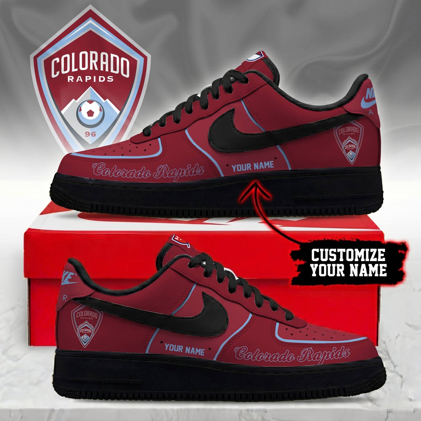 POPULAR NOW - NEW CUSTOMIZED MLS26 CLR COLORADO RAPIDS AF1 SNEAKERS