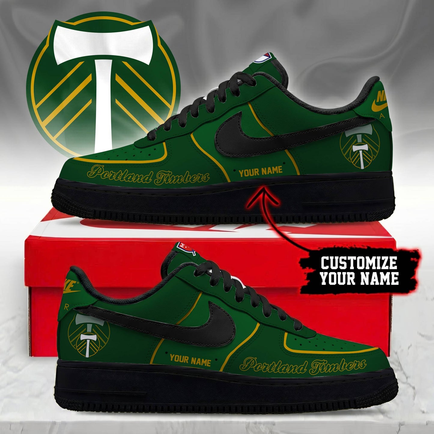 POPULAR NOW - NEW CUSTOMIZED MLS27 PLT PORTLAND TIMBERS AF1 SNEAKERS