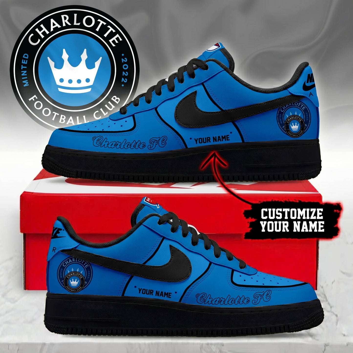 POPULAR NOW - NEW CUSTOMIZED MLS09 CLF CHARLOTTE FC AF1 SNEAKERS