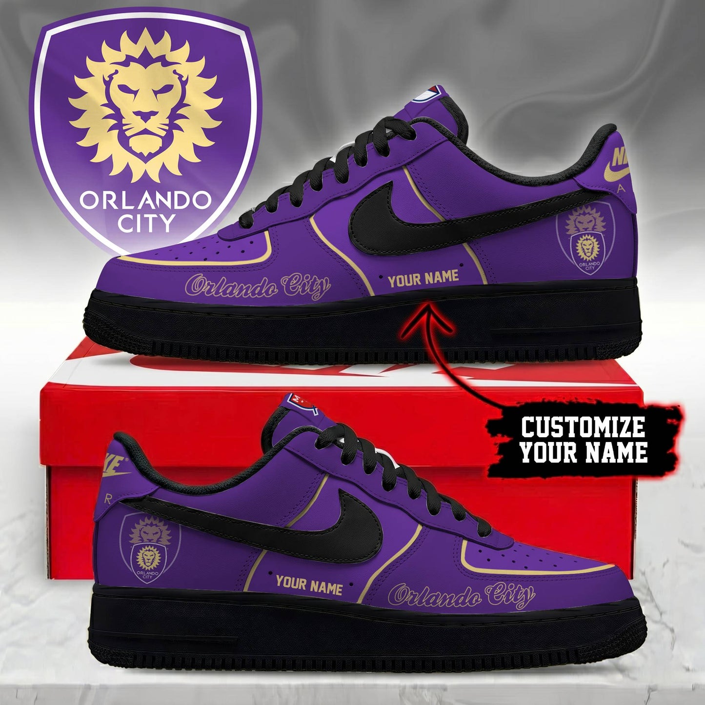 POPULAR NOW - NEW CUSTOMIZED MLS11 OCS ORLANDO CITY SC AF1 SNEAKERS