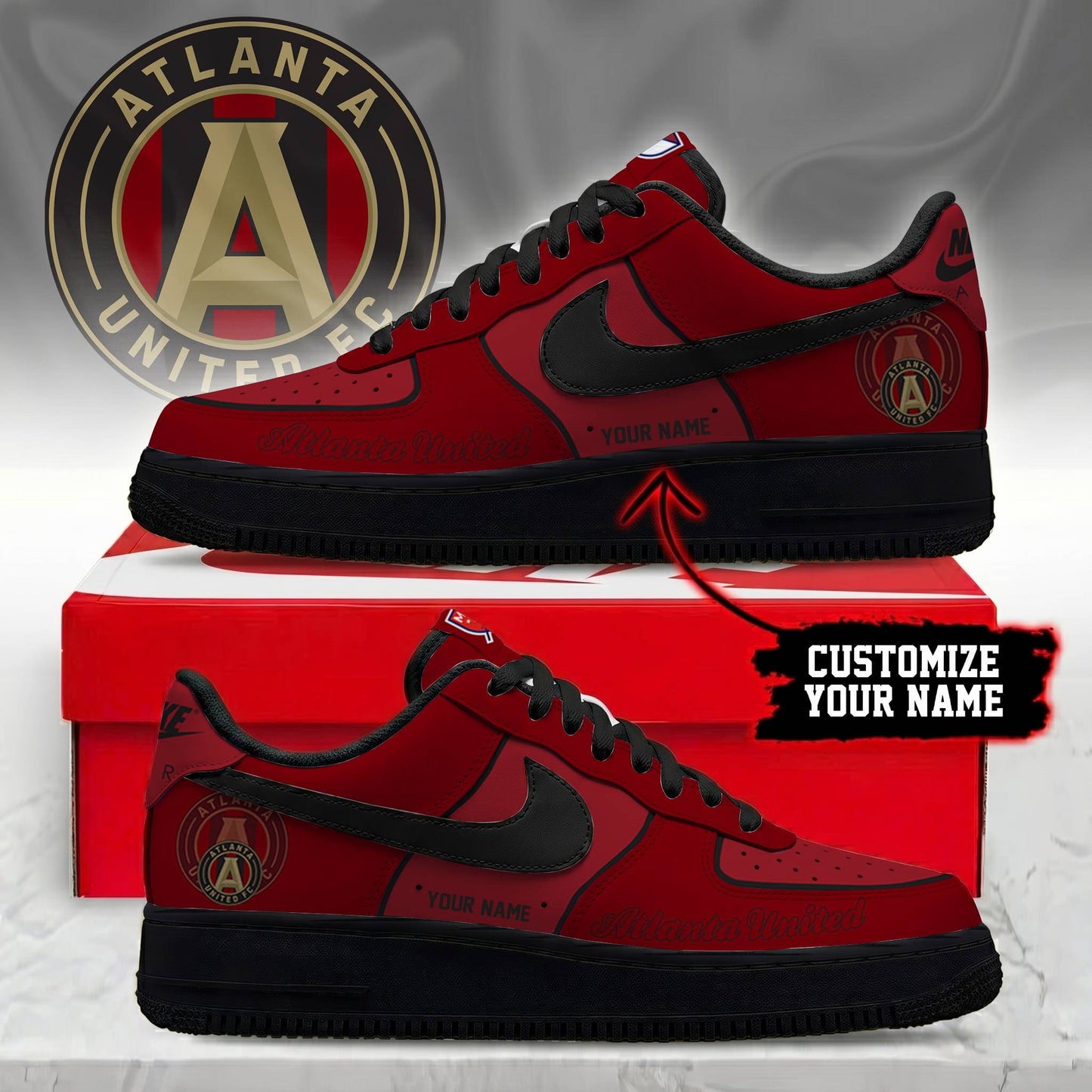 POPULAR NOW - NEW CUSTOMIZED MLS14 ALU ATLANTA UNITED FC AF1 SNEAKERS