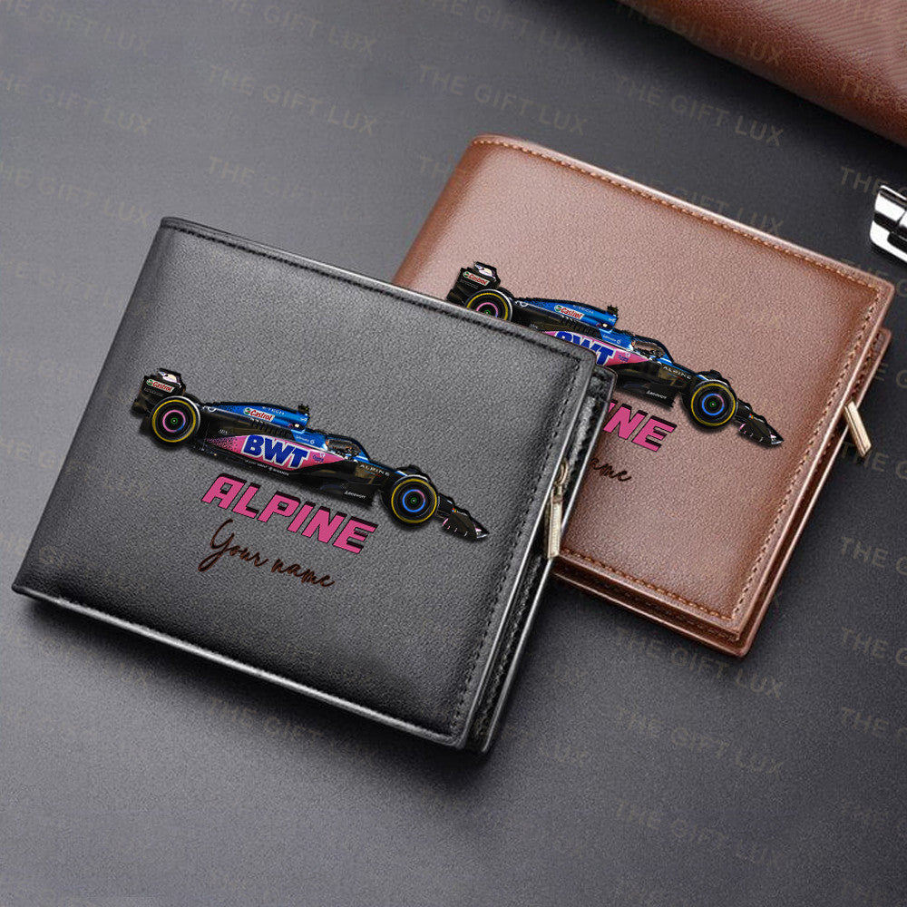 F1 Formula Brown And Black Leather Wallet
