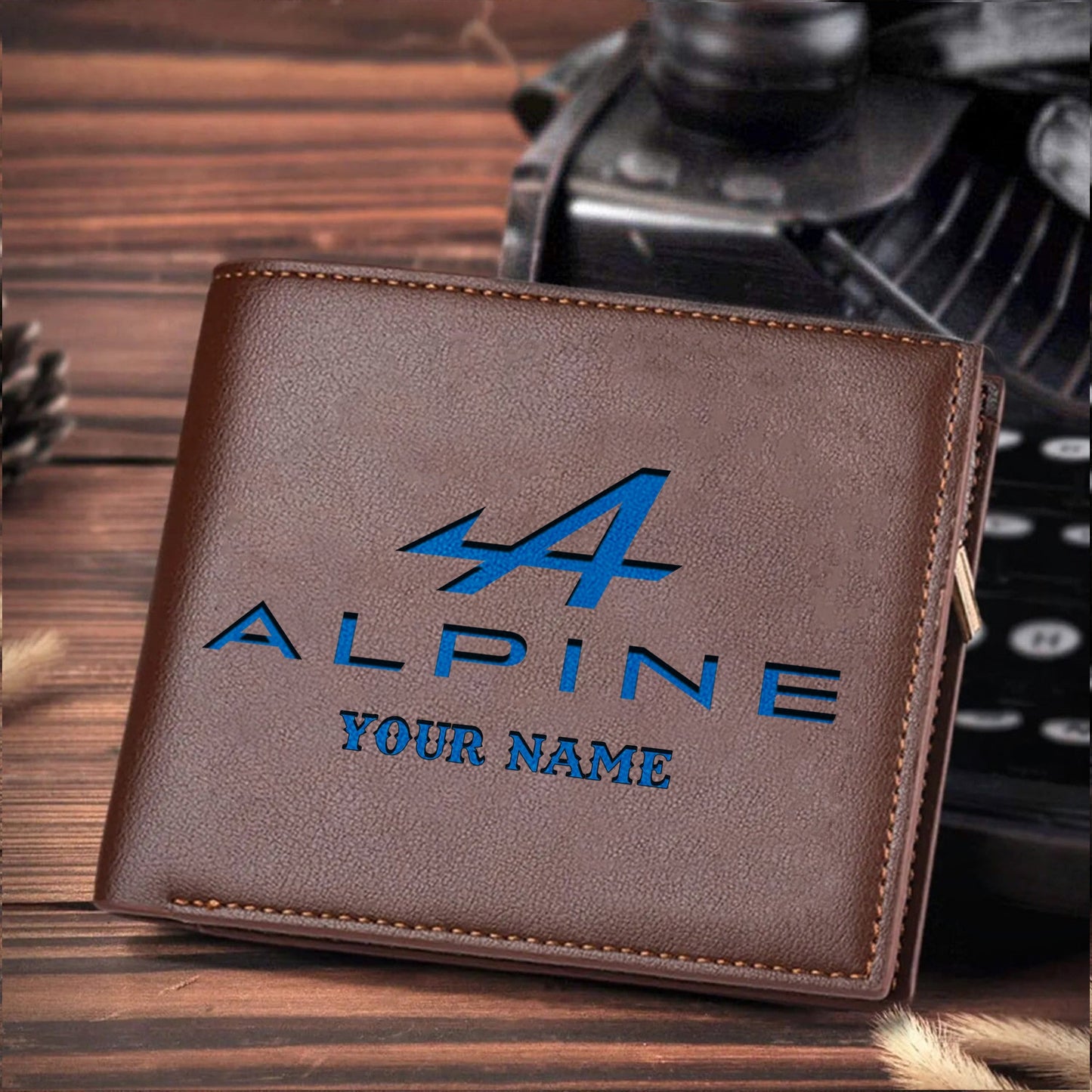 F1 Formula Brown And Black Leather Wallet