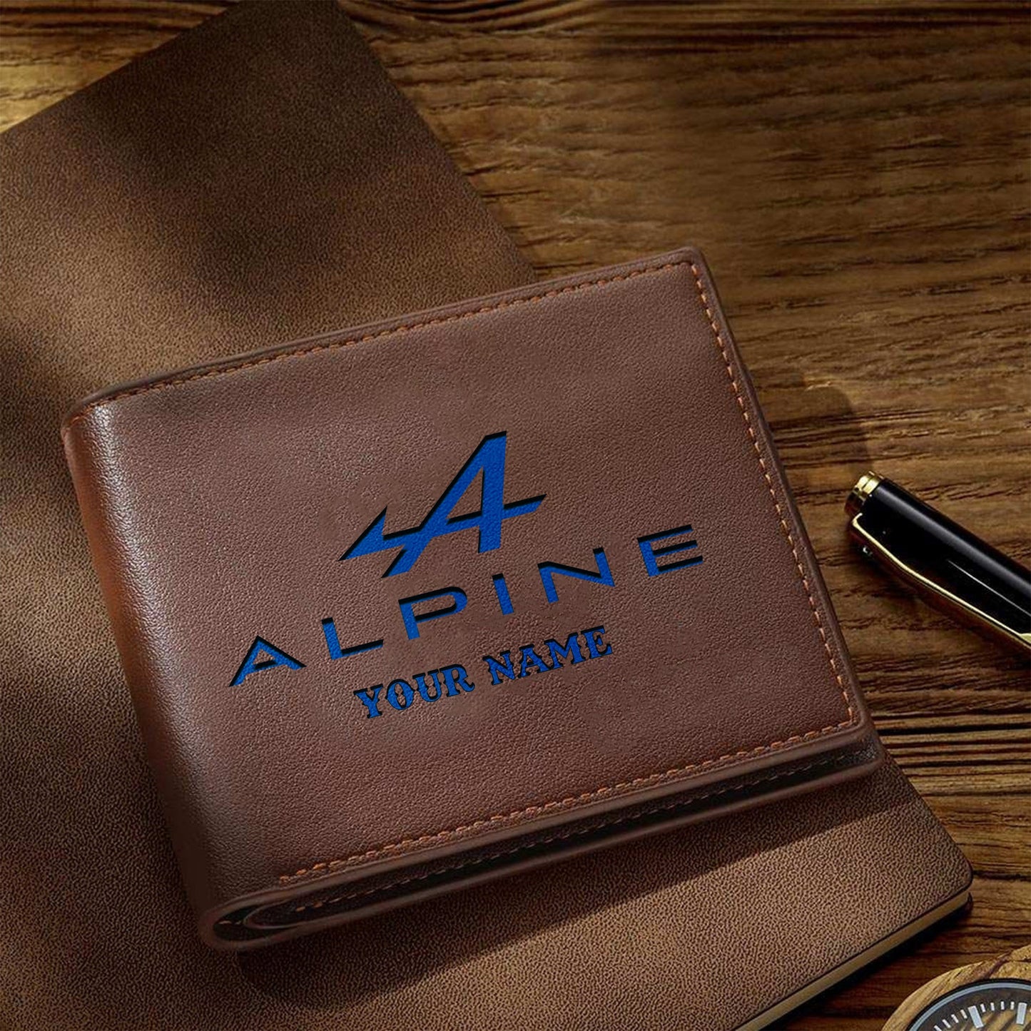 F1 Formula Brown And Black Leather Wallet