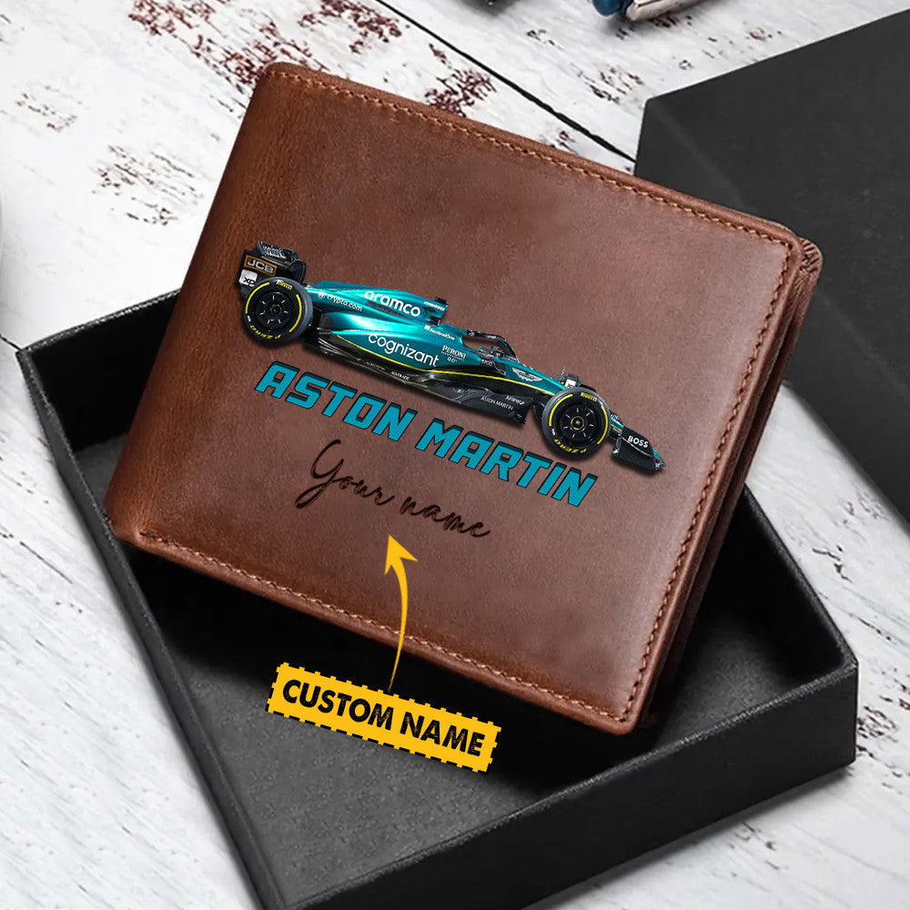 F1 Formula Brown And Black Leather Wallet