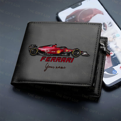 F1 Formula Brown And Black Leather Wallet