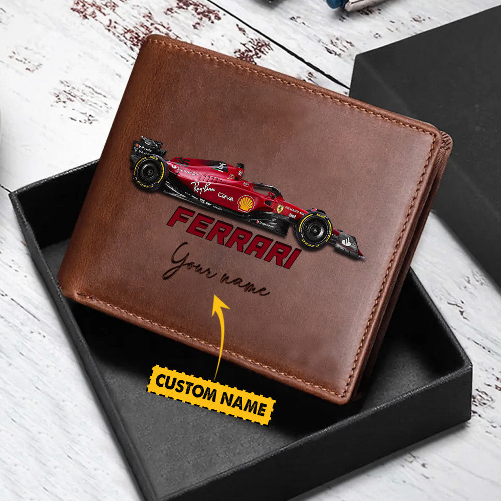 F1 Formula Brown And Black Leather Wallet