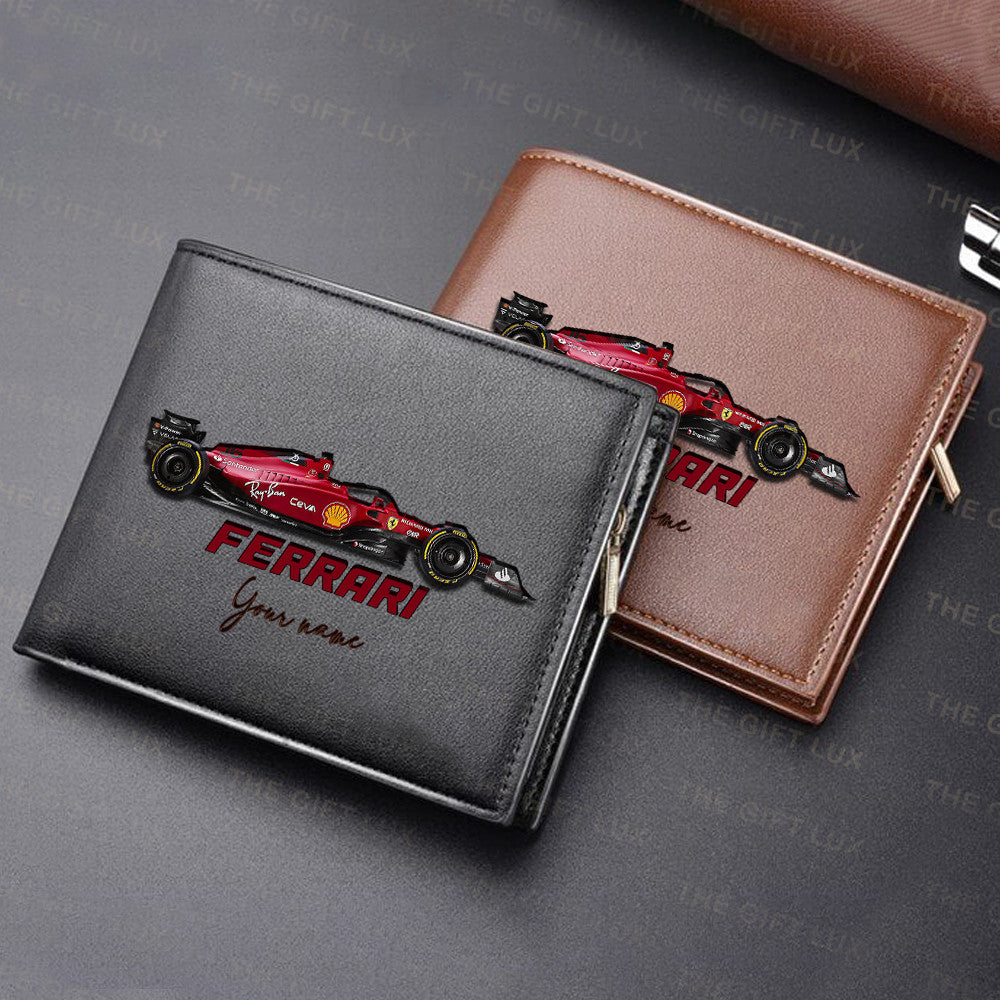 F1 Formula Brown And Black Leather Wallet