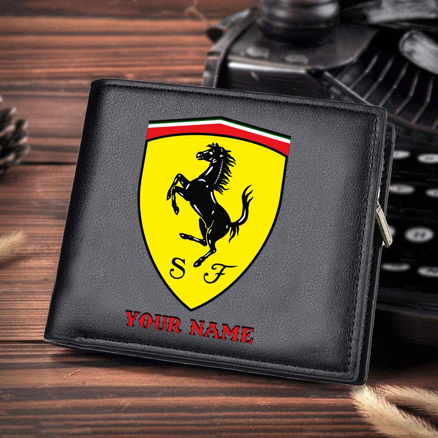 F1 Formula Brown And Black Leather Wallet