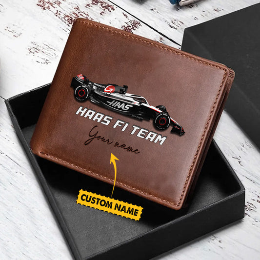 F1 Formula Brown And Black Leather Wallet