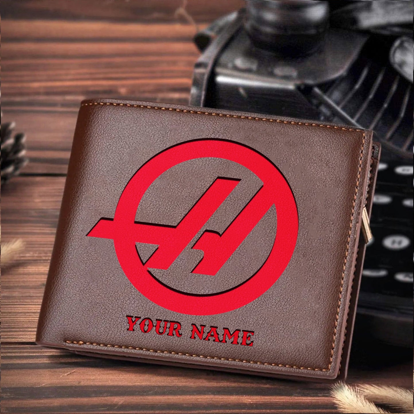 F1 Formula Brown And Black Leather Wallet