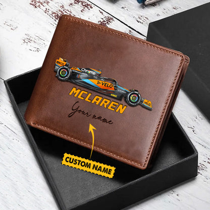 F1 Formula Brown And Black Leather Wallet