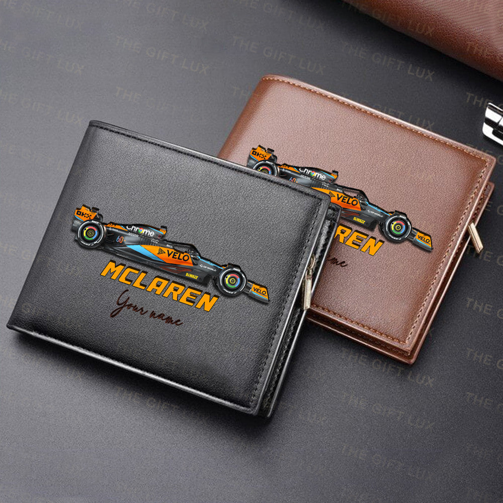 F1 Formula Brown And Black Leather Wallet