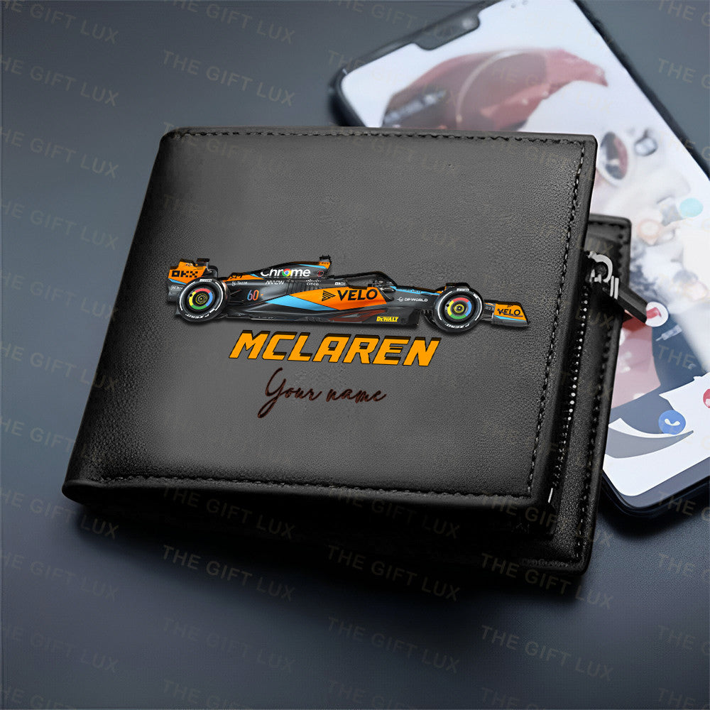 F1 Formula Brown And Black Leather Wallet