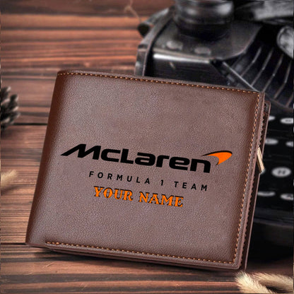 F1 Formula Brown And Black Leather Wallet