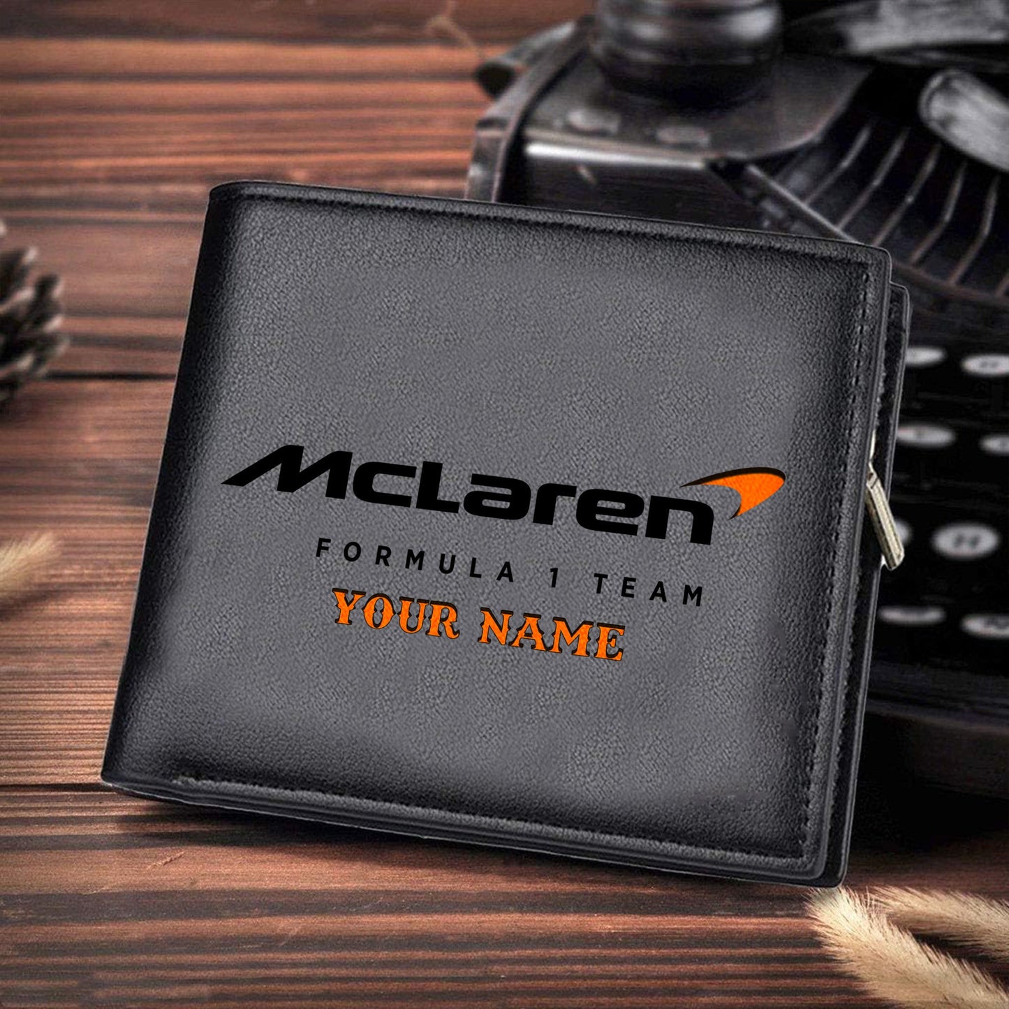 F1 Formula Brown And Black Leather Wallet