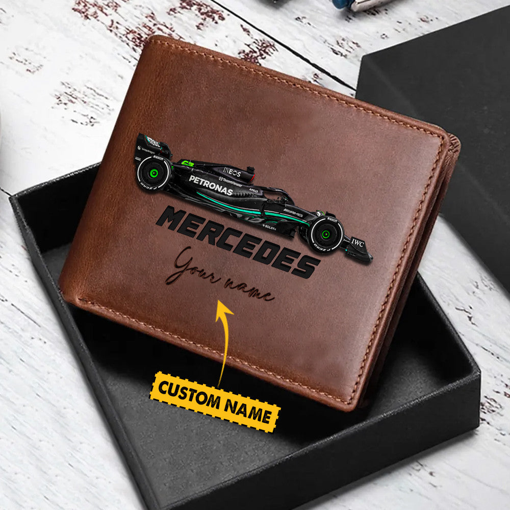 F1 Formula Brown And Black Leather Wallet