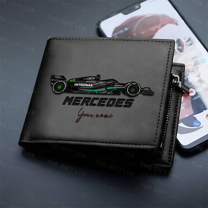 F1 Formula Brown And Black Leather Wallet