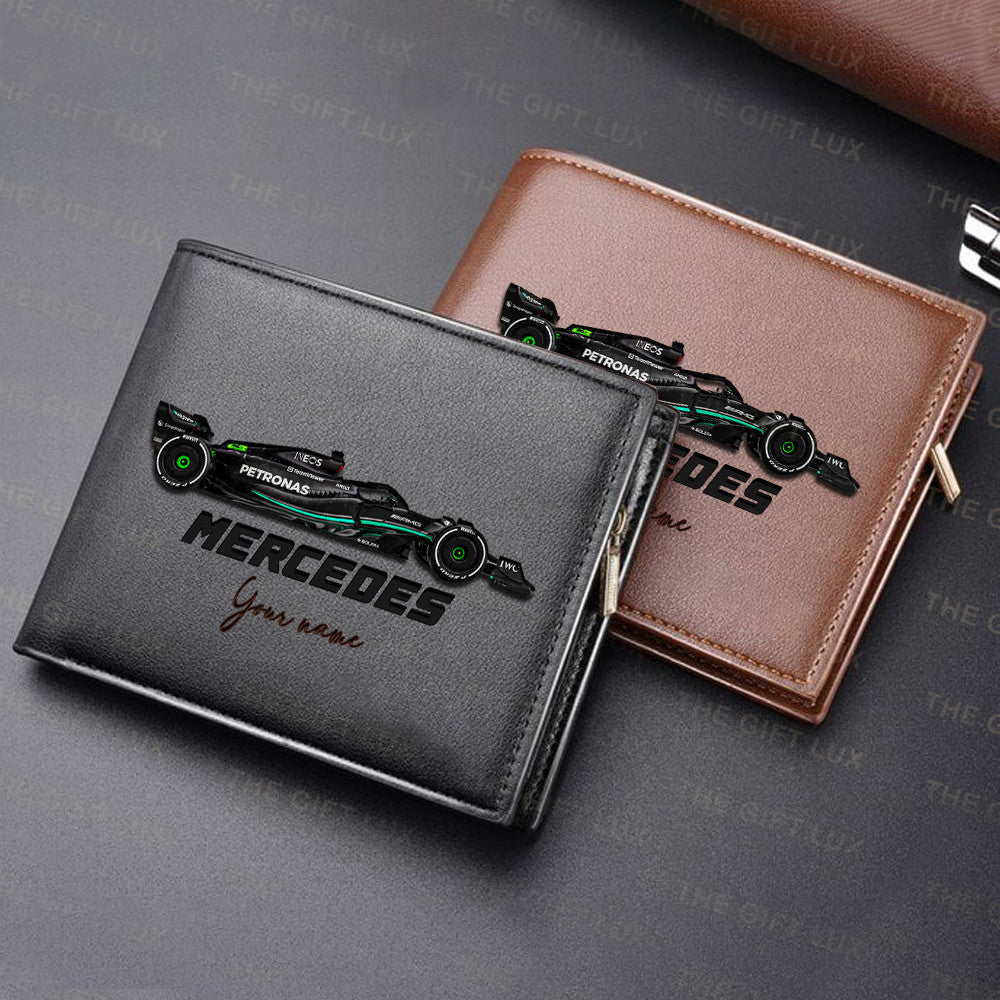 F1 Formula Brown And Black Leather Wallet