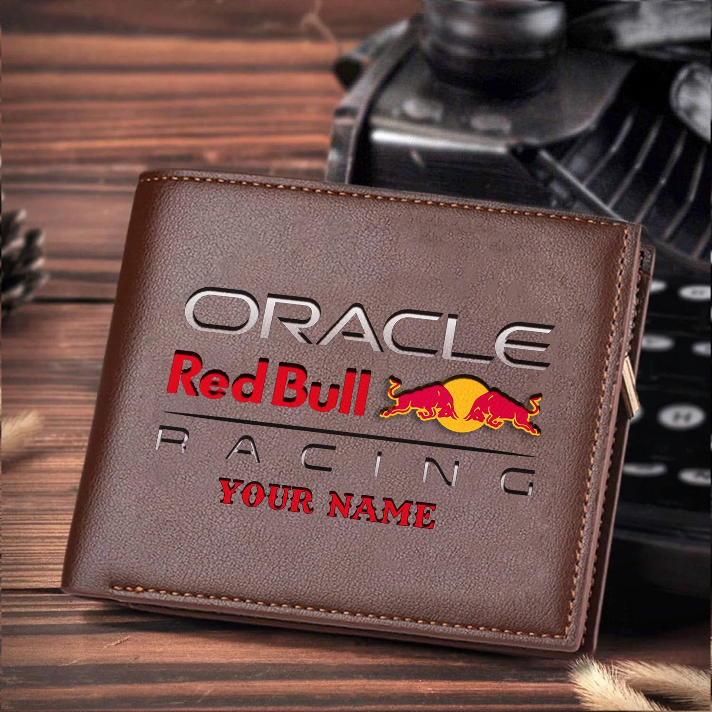 F1 Formula Brown And Black Leather Wallet