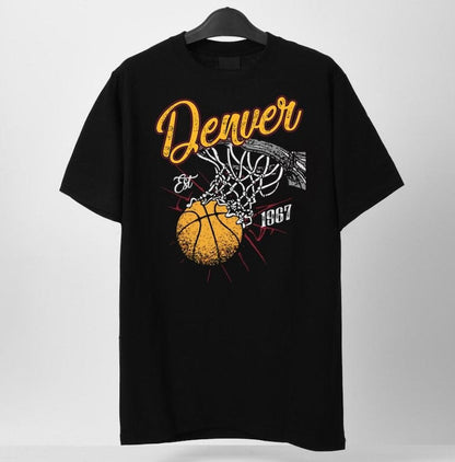 Retro Style Washed T-Shirt for Basketball Fans